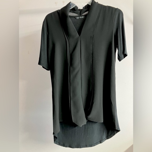 H by Halston Women’s Top/Blouse, Size XXS, Black, Twist Front, Sheer, Pullover - Picture 2 of 6